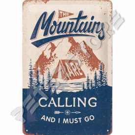 Retró Fém Tábla - Hívnak a hegyek Dombornyomott Méretek: 20 x 30 cm