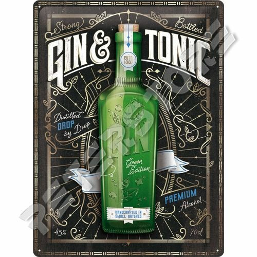 Retró Fém Tábla - Gin Reklámtábla Dombornyomott Méretek: 30 x 40 cm