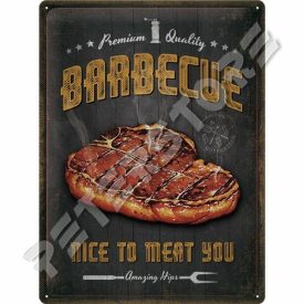 Retró Fém Tábla - BBQ, Barbecue Reklámtábla Dombornyomott Méretek: 30 x 40 cm