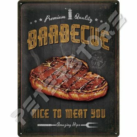 Retró Fém Tábla - BBQ, Barbecue Reklámtábla Dombornyomott Méretek: 30 x 40 cm