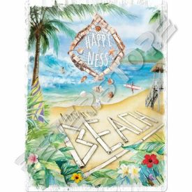 Retró Fém Tábla - Boldogság egy nap a strandon Dombornyomott Méretek: 30 x 40 cm