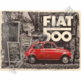Retró Fém Tábla - Fiat 500 Dombornyomott
