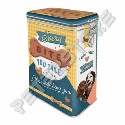 Retró Fémdoboz Csatos, Aromazárós - Jutifali, Kutyakeksz Dombornyomott