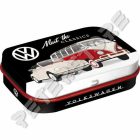 Retró Cukorkás Fémdoboz - Volkswagen VW Bogár És T1 Busz Dombornyomott