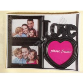 Fali Fényképtartó képkeret 3 db képnek - Love Fekete