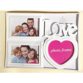Fali Fényképtartó képkeret 3 db képnek - Love Fehér