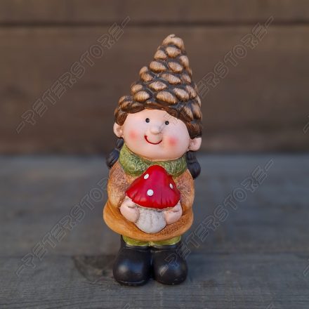 Kislány gombával figura   Méret: 12 cm széles, 16 cm magas, 13 cm mély