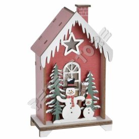 Karácsonyi dísz - Fa házikó ledes