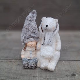 Karácsonyi dísz - Kerámia Jegesmaci Kisfiúval