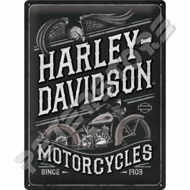 Retró Fém Tábla - Harley-Davidson Motor Logó Reklámtábla Dombornyomott Méretek: 30 x 40 cm