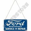 Retró Fém Tábla - Ford Service & Repair, szerviz, Javítás Dombornyomott Méretek: 10 x 20 cm