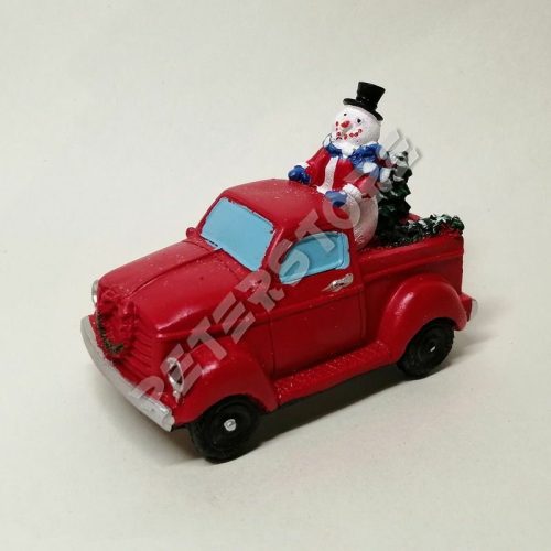 Karácsonyi dísz - Autó hóemberrel ledes