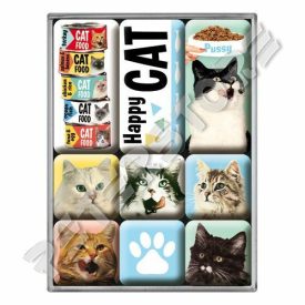 Hűtőmágnes szett - Boldog Macska, Happy Cat