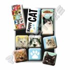 Hűtőmágnes szett - Boldog Macska, Happy Cat