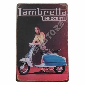 Retró Fém Tábla - Lambretta Motor, Robogó