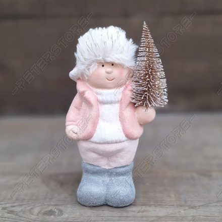 Karácsonyi dísz - Kisfiú fenyőfával