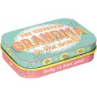 Retró Cukorkás Fémdoboz - A világ legédesebb nagymamája Dombornyomott