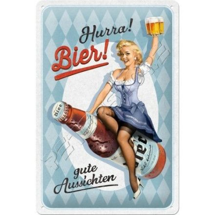 Retró Fém Tábla - Bier, Sör Dombornyomott