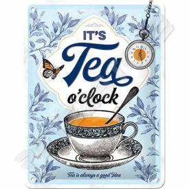 Retró Fém Tábla - Teaidő Dombornyomott