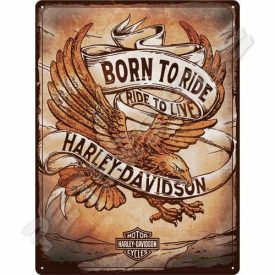 Retró Fém Tábla - Harley-Davidson Motor Logó Reklámtábla Dombornyomott Méretek: 30 x 40 cm