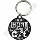 Retró Fém Kulcstartó - Otthon ahol a macska is van