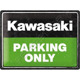 Retró Fém Tábla - Kawasaki Parkoló Dombornyomott