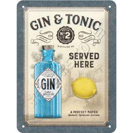 Retró Fém Tábla - Gin Tonic koktél Dombornyomott