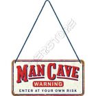 Retró Fém Tábla - Man cave, Férfi barlang Dombornyomott