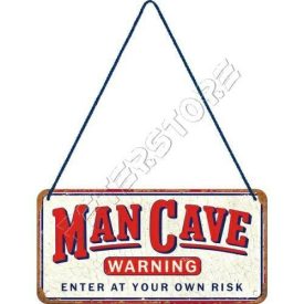Retró Fém Tábla - Man cave, Férfi barlang Dombornyomott