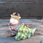 Karácsonyi dísz - Kislány fenyőfával Ledes