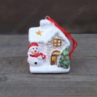 Karácsonyi Dísz - Házikó Hóemberrel Ledes