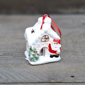 Karácsonyi Dísz - Házikó Mikulással Ledes