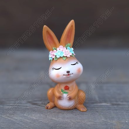 Nyuszi Virágkoszorúval Figura