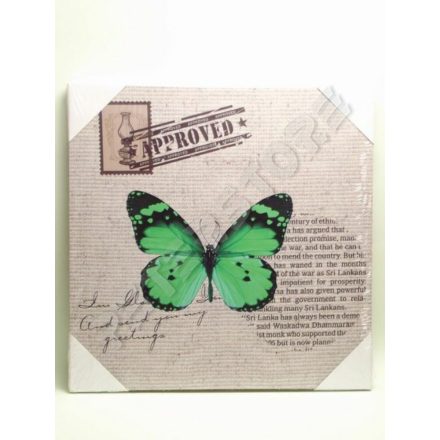 Falikép feszített keret nélküli 30x30 cm - Pillangó, Lepke Zöld