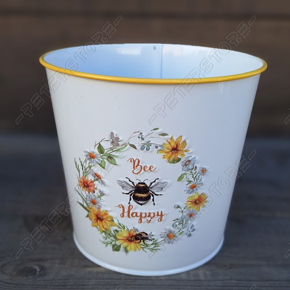 Fém, Bádog Kaspó 3 db-os - Bee Happy, Méh