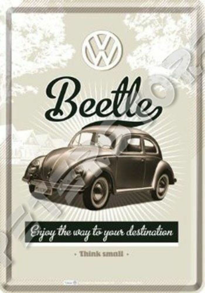 Retró Fém Képeslap - Volkswagen VW Bogár