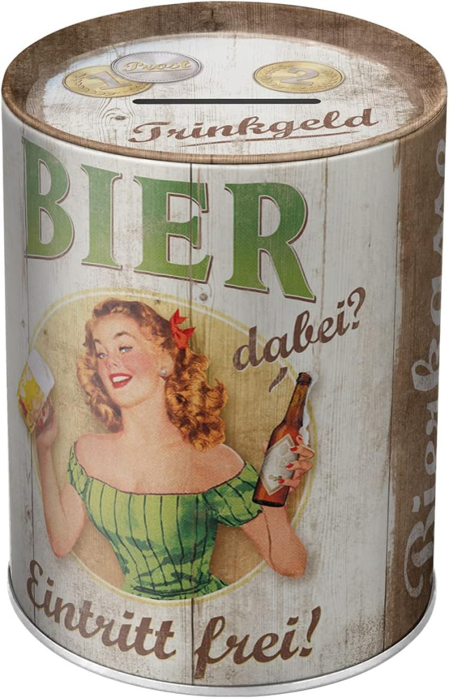 Retró Fém Persely - Bier, Sör Dombornyomott