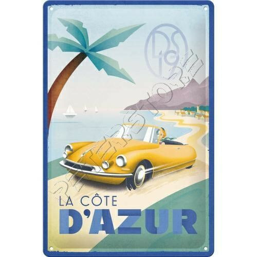 Retró Fém Tábla - Citroën, Citroen DS19 Dombornyomott