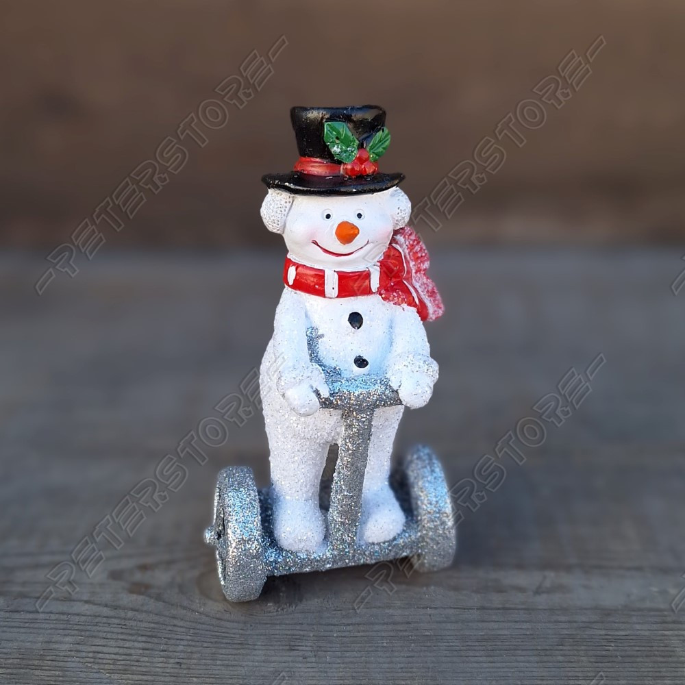 Karácsonyi dísz - Hóember Segwayen Figura Nagy
