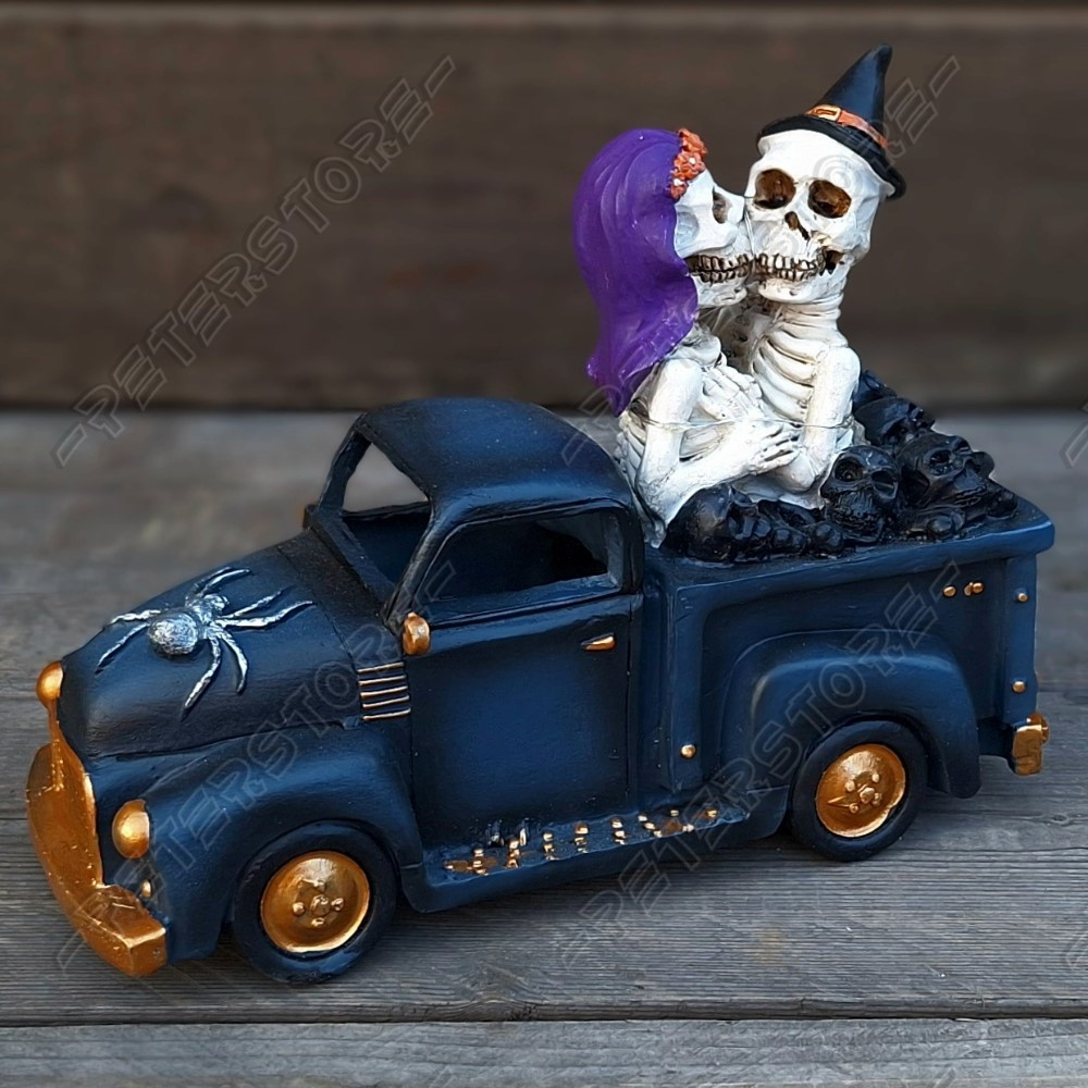 Halloween Csontvázak Autóban Ledes